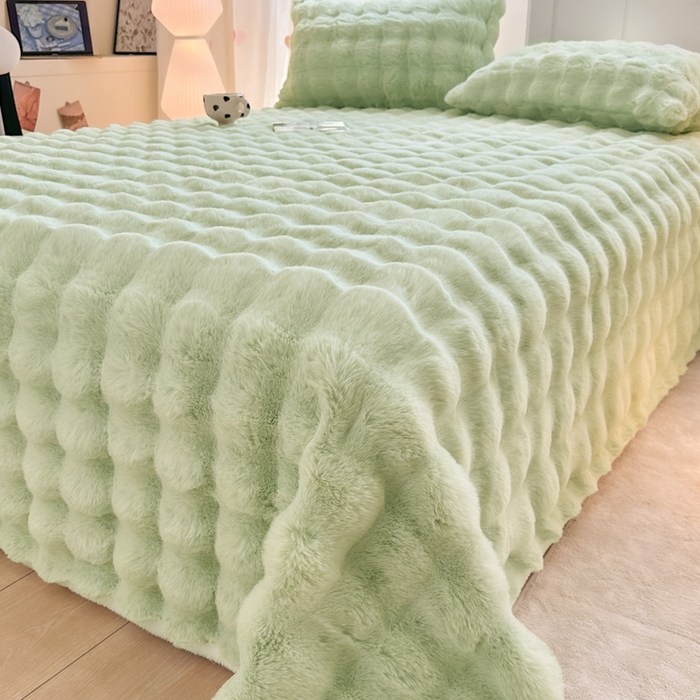 91家纺网 家纺一手货源 找家纺 （总）麒东家纺 2025新款加厚纯色兔毛绒泡泡单床单