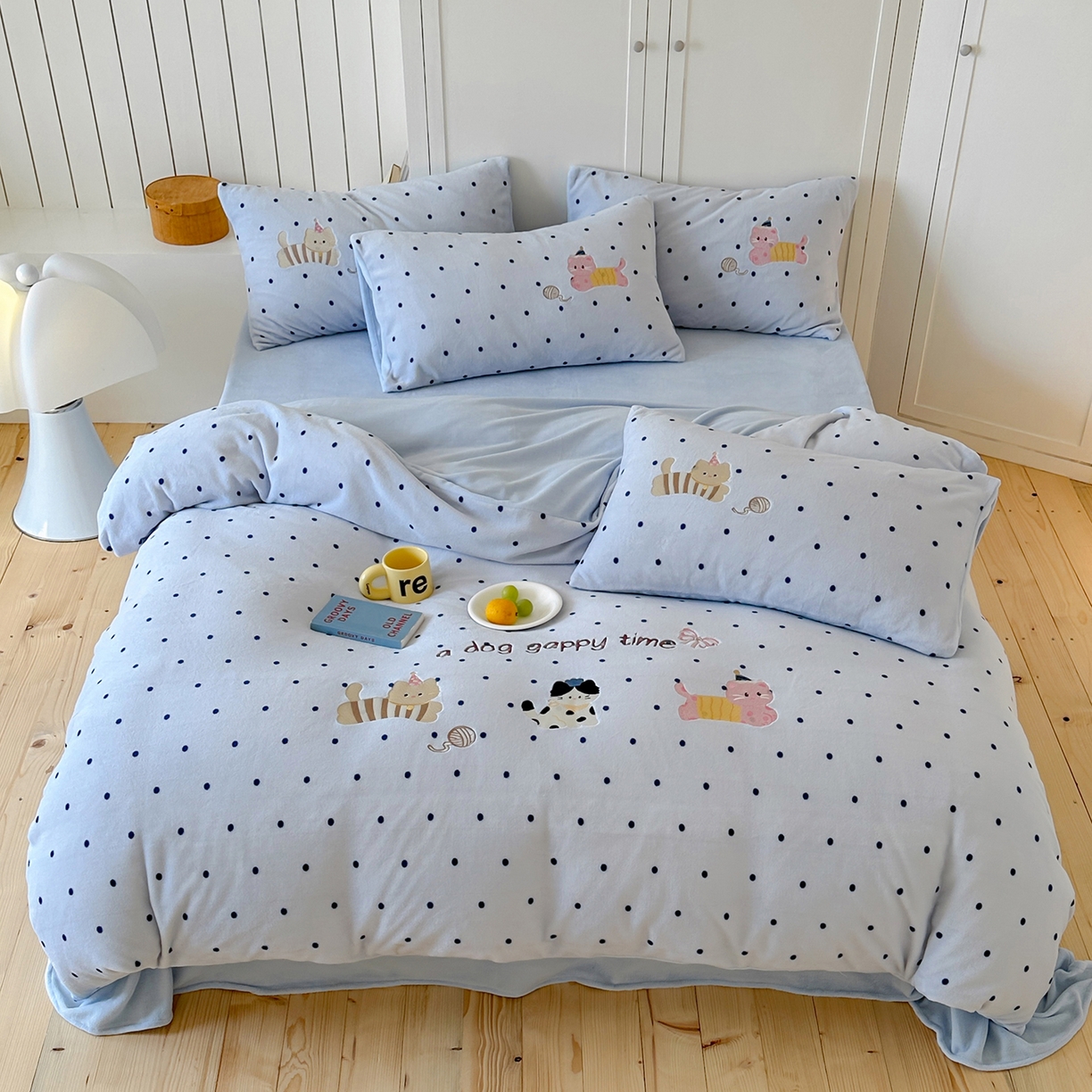 91家纺网 家纺一手货源 找家纺 （总）优悦生活馆 2025新款牛奶绒卡通印花刺绣四件套系列