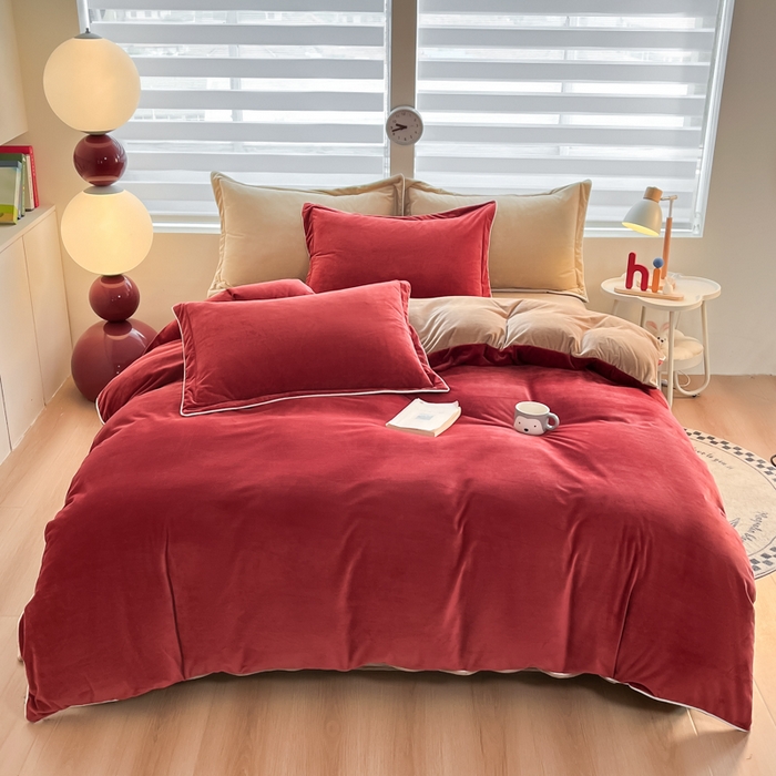 91家纺网 家纺一手货源 找家纺 （总）九沐良品 2025新款加厚婴儿绒牛奶绒四件套工艺款宝宝绒四件套