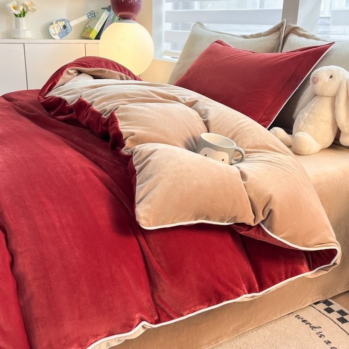 91家纺网 家纺一手货源 找家纺 （总）九沐良品 2025新款加厚婴儿绒牛奶绒四件套工艺款宝宝绒四件套