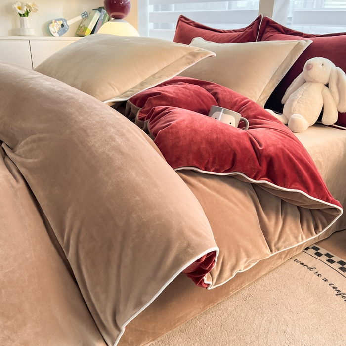 91家纺网 家纺一手货源 找家纺 （总）九沐良品 2025新款加厚婴儿绒牛奶绒四件套工艺款宝宝绒四件套