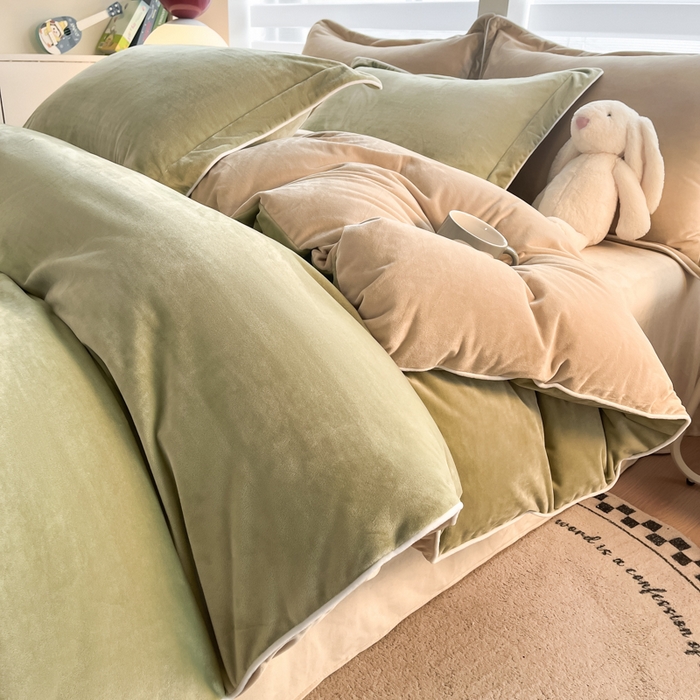 91家纺网 家纺一手货源 找家纺 （总）九沐良品 2025新款加厚婴儿绒牛奶绒四件套工艺款宝宝绒四件套