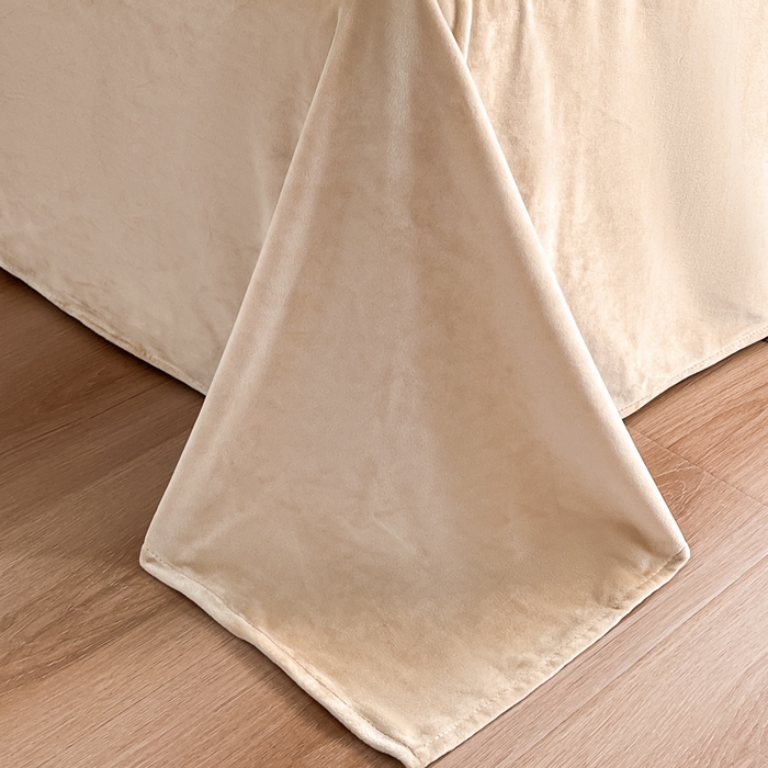 91家纺网 家纺一手货源 找家纺 九沐良品 2025新款加厚婴儿绒牛奶绒四件套工艺款宝宝绒四件套 奶油橘+米驼