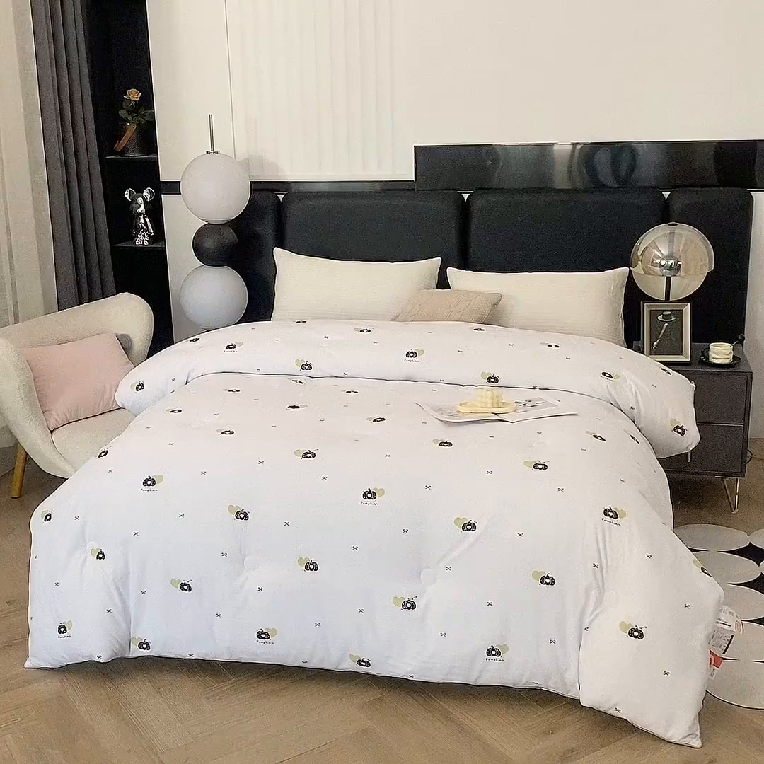 91家纺网 家纺一手货源 找家纺 芭芭棉家纺 2025新款高端提花棉保暖20斤冬被被子被芯 白色