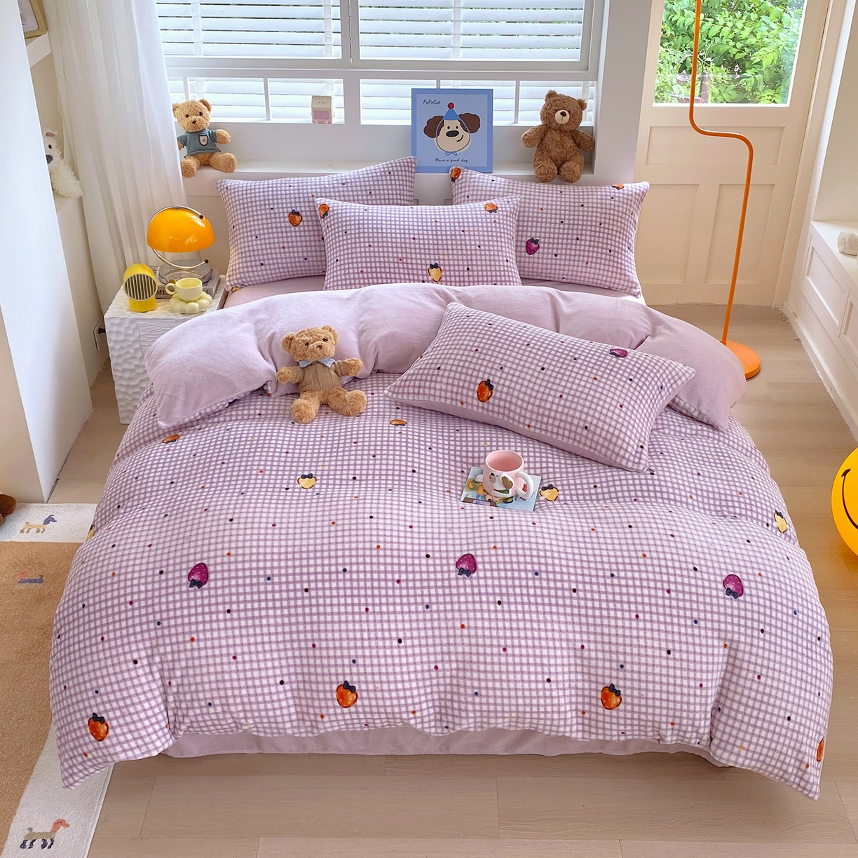 91家纺网 家纺一手货源 找家纺 （总）悦织湾家纺 2025新款高克重牛奶绒印花四件套床单床笠轻奢时尚床上用品三四件套被套