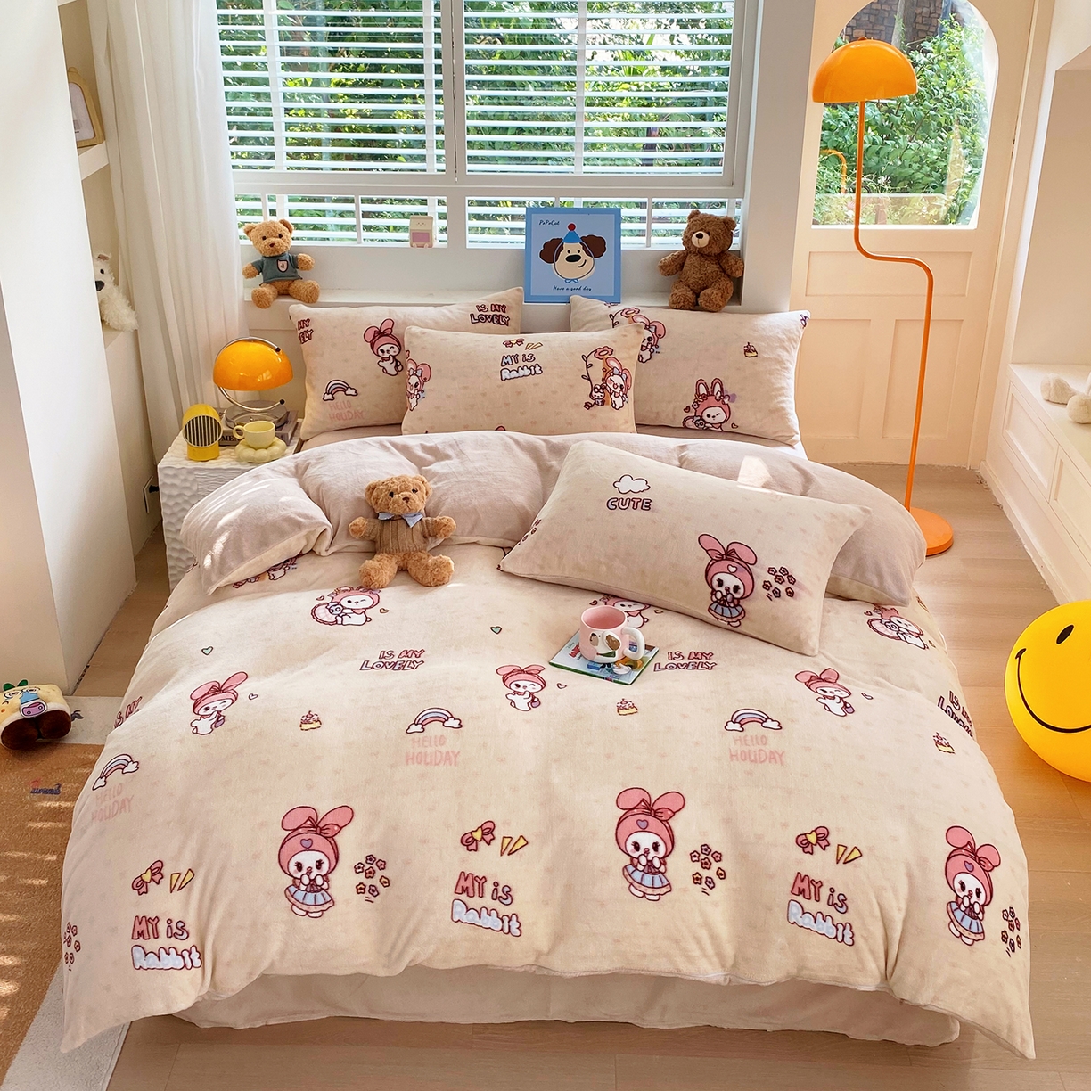 91家纺网 家纺一手货源 找家纺 （总）悦织湾家纺 2025新款高克重牛奶绒印花四件套床单床笠轻奢时尚床上用品三四件套被套