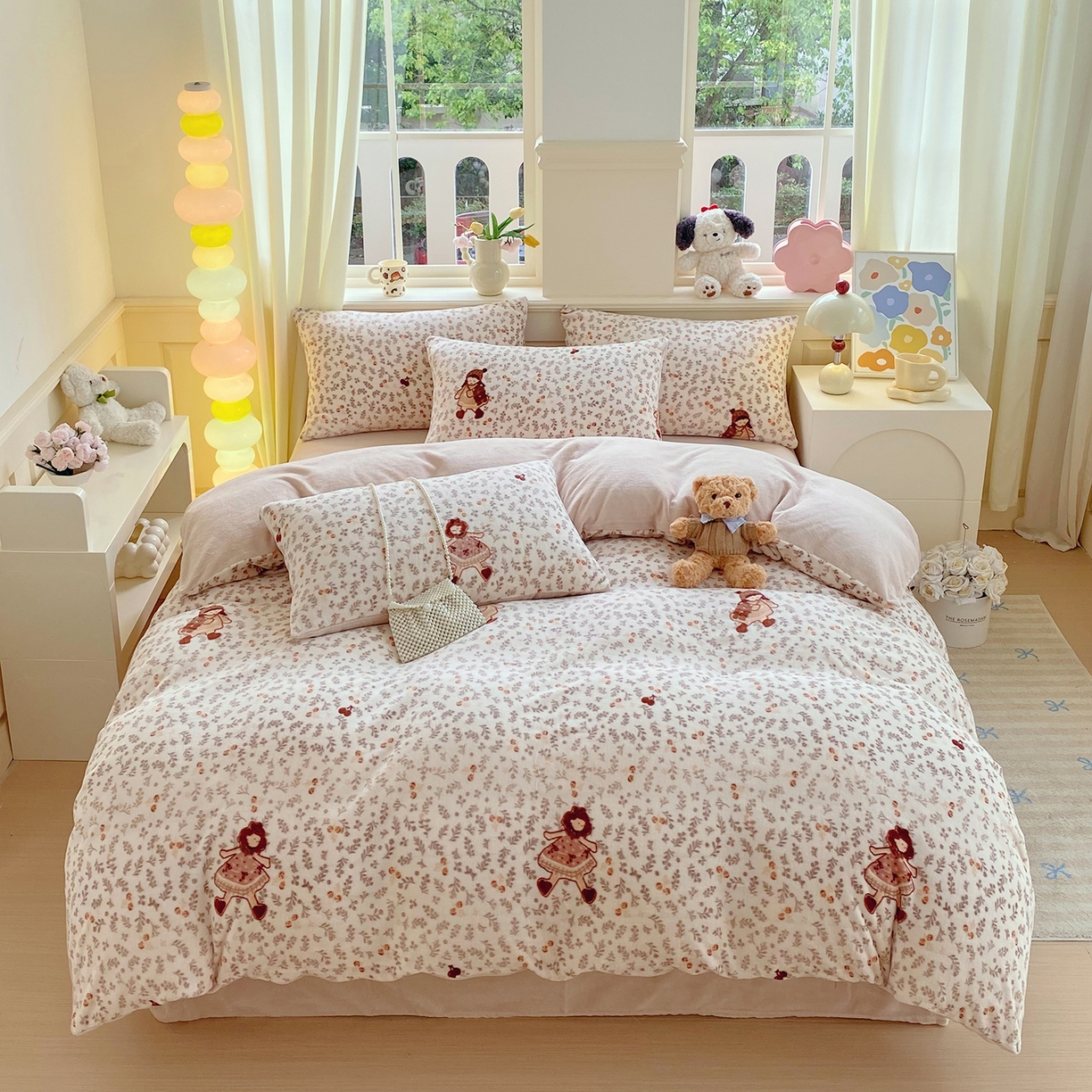 91家纺网 家纺一手货源 找家纺 （总）悦织湾家纺 2025新款高克重牛奶绒印花四件套床单床笠轻奢时尚床上用品三四件套被套