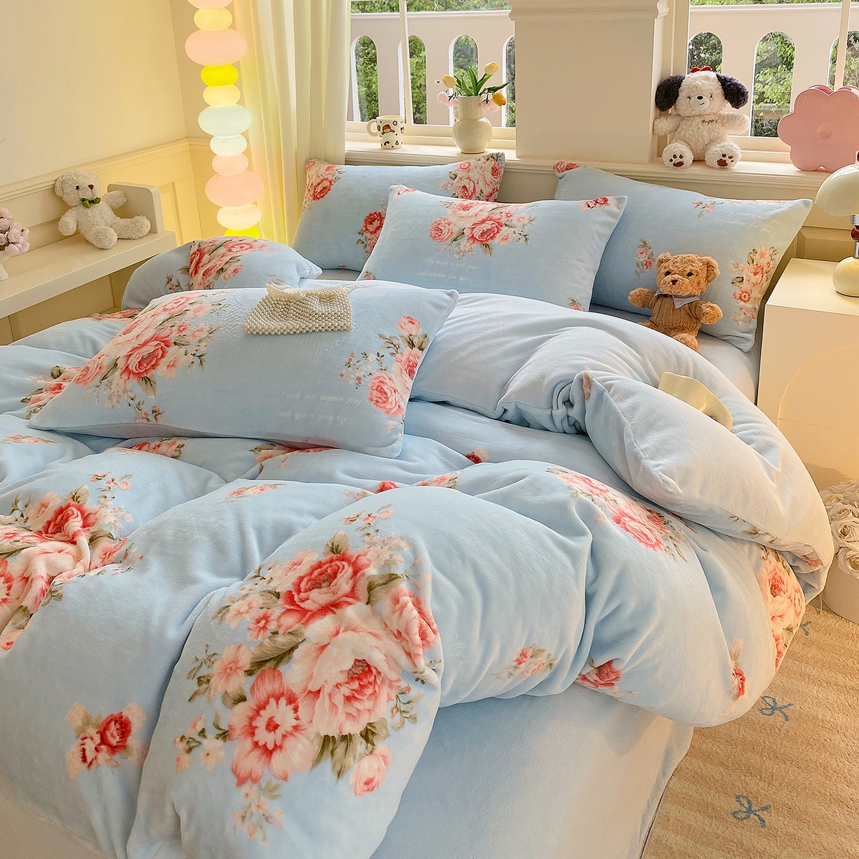 91家纺网 家纺一手货源 找家纺 （总）悦织湾家纺 2025新款高克重牛奶绒印花四件套床单床笠轻奢时尚床上用品三四件套被套