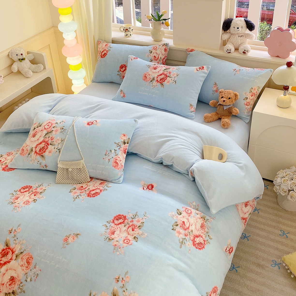 91家纺网 家纺一手货源 找家纺 （总）悦织湾家纺 2025新款高克重牛奶绒印花四件套床单床笠轻奢时尚床上用品三四件套被套