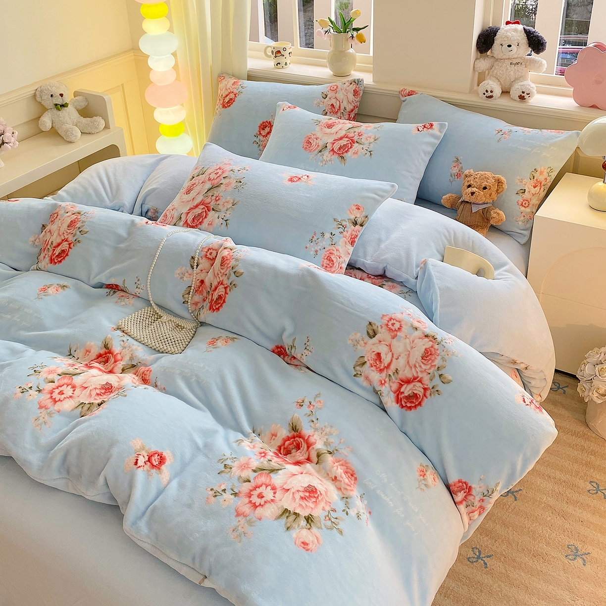 91家纺网 家纺一手货源 找家纺 （总）悦织湾家纺 2025新款高克重牛奶绒印花四件套床单床笠轻奢时尚床上用品三四件套被套