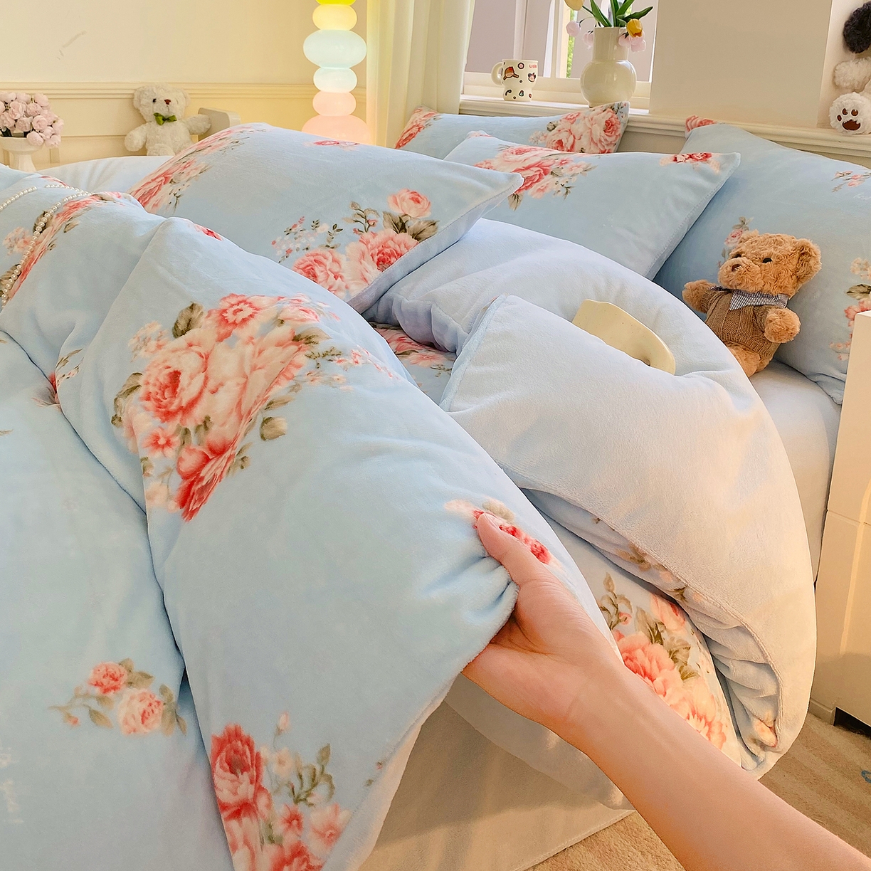 91家纺网 家纺一手货源 找家纺 （总）悦织湾家纺 2025新款高克重牛奶绒印花四件套床单床笠轻奢时尚床上用品三四件套被套