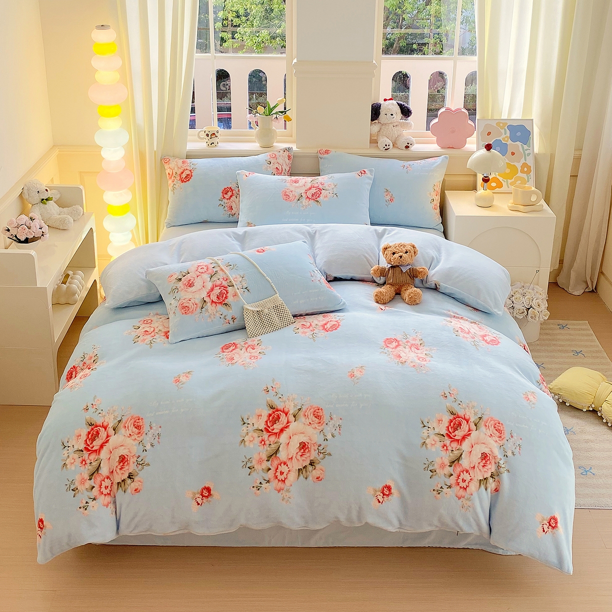 （总）悦织湾家纺 2025新款高克重牛奶绒印花四件套床单床笠轻奢时尚床上用品三四件套被套