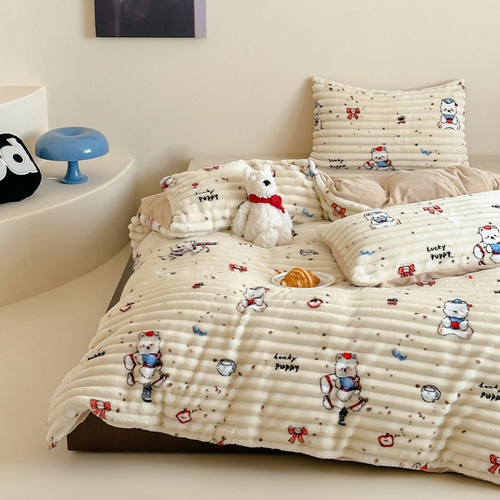 91家纺网 家纺一手货源 找家纺 （总）RYB红黄兰 2025新款设计师原创A版抽条兔兔绒B版牛奶绒印花四件套