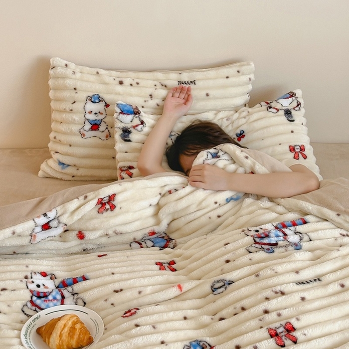 91家纺网 家纺一手货源 找家纺 （总）RYB红黄兰 2025新款设计师原创A版抽条兔兔绒B版牛奶绒印花四件套