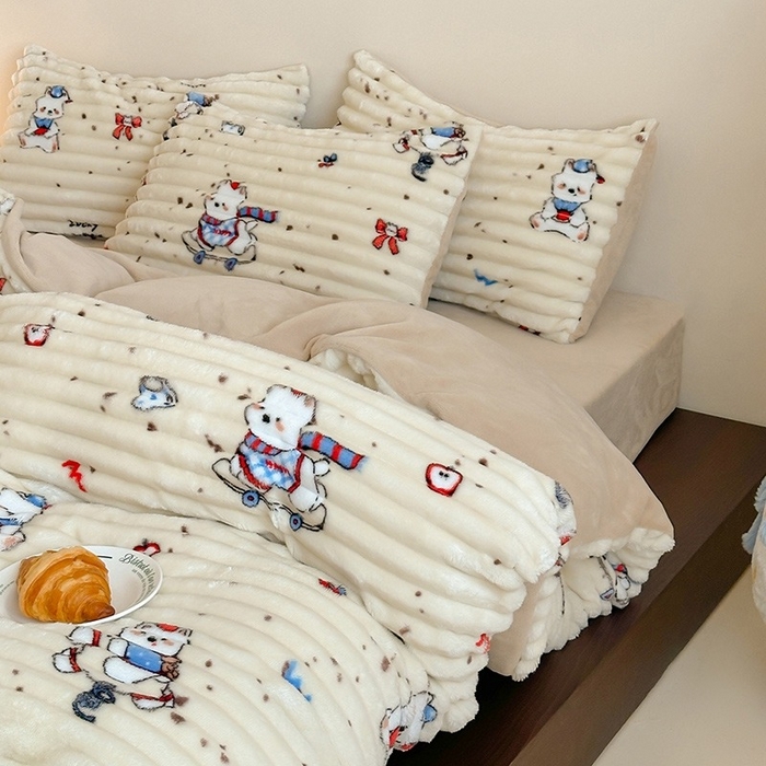 91家纺网 家纺一手货源 找家纺 （总）RYB红黄兰 2025新款设计师原创A版抽条兔兔绒B版牛奶绒印花四件套