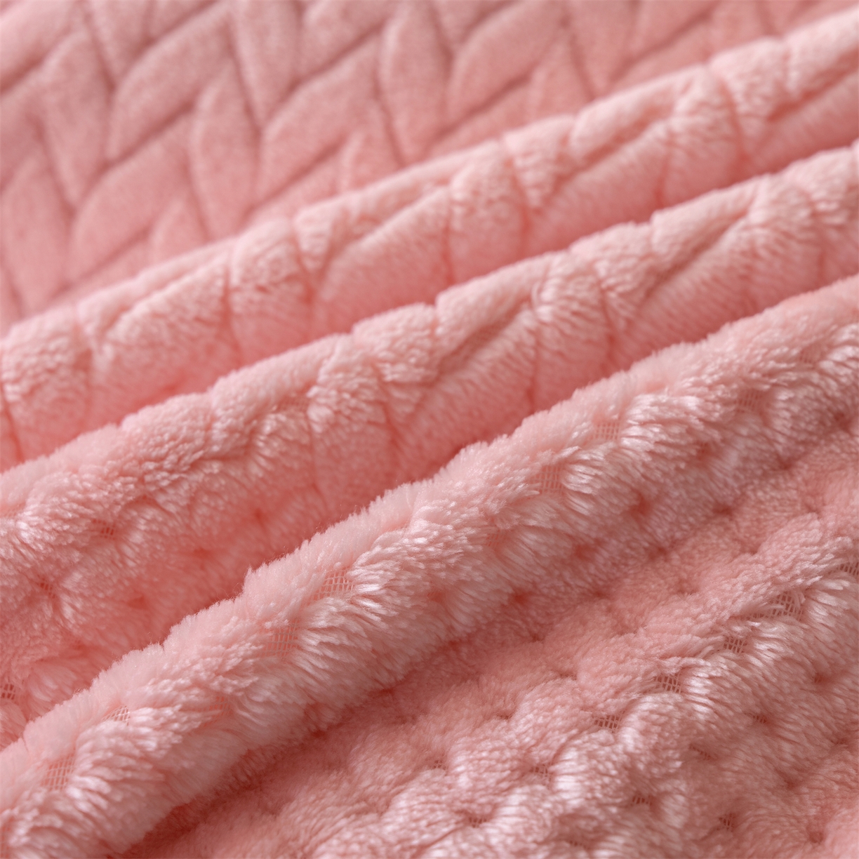 91家纺网 家纺一手货源 找家纺 源舍家纺 2025新款色织拼色编织提花轻奢牛奶绒四件套（场景二） 织锦-粉漾