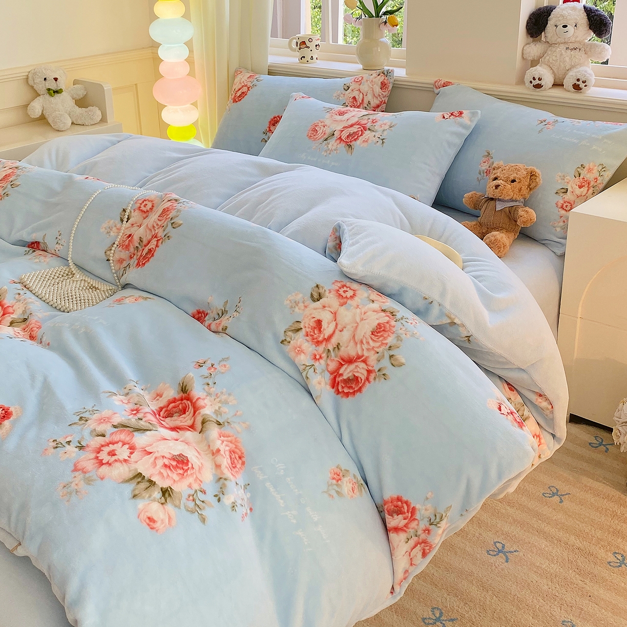 91家纺网 家纺一手货源 找家纺 悦织湾家纺 2025新款高克重牛奶绒印花四件套床单床笠轻奢时尚床上用品三四件套被套 花开富贵