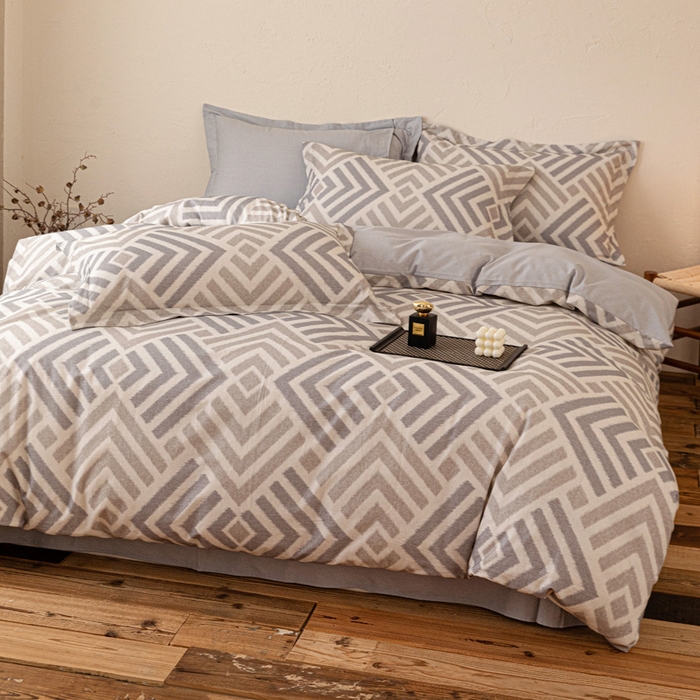 91家纺网 家纺一手货源 找家纺 棉生活家纺 2025秋冬新款长绒棉纯棉数码印花陶瓷磨毛四件套 半舟