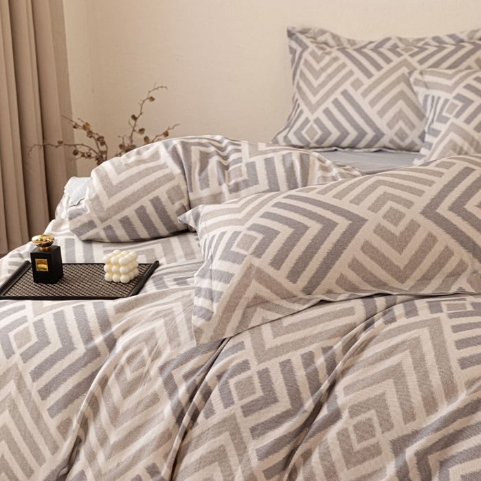 91家纺网 家纺一手货源 找家纺 棉生活家纺 2025秋冬新款长绒棉纯棉数码印花陶瓷磨毛四件套 半舟