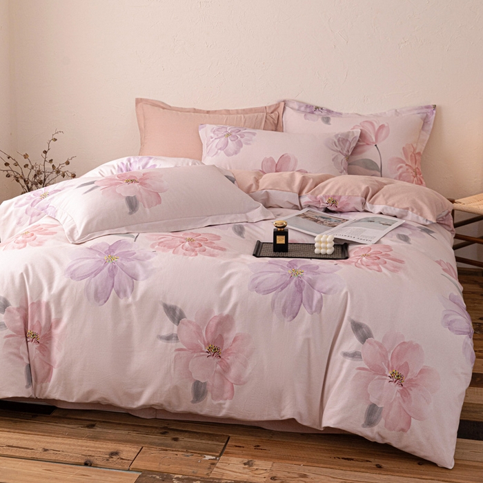 91家纺网 家纺一手货源 找家纺 棉生活家纺 2025秋冬新款长绒棉纯棉数码印花陶瓷磨毛四件套 茶言妙语