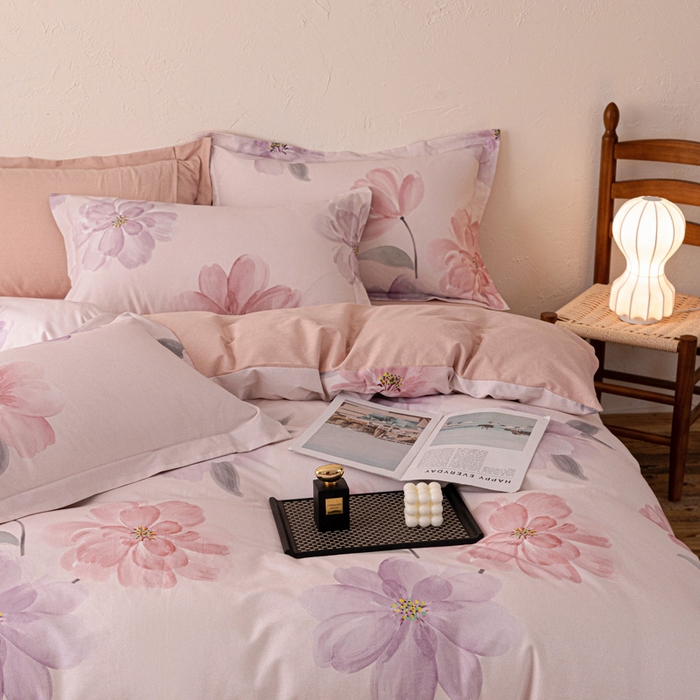 91家纺网 家纺一手货源 找家纺 棉生活家纺 2025秋冬新款长绒棉纯棉数码印花陶瓷磨毛四件套 茶言妙语