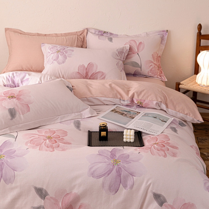 91家纺网 家纺一手货源 找家纺 棉生活家纺 2025秋冬新款长绒棉纯棉数码印花陶瓷磨毛四件套 茶言妙语