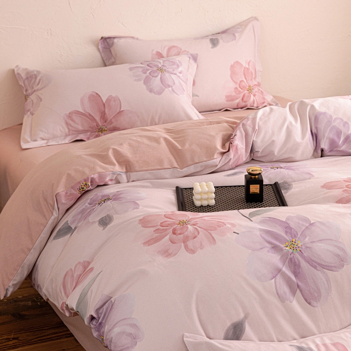 91家纺网 家纺一手货源 找家纺 棉生活家纺 2025秋冬新款长绒棉纯棉数码印花陶瓷磨毛四件套 茶言妙语