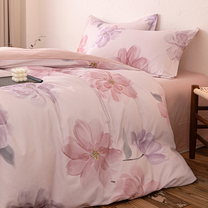 91家纺网 家纺一手货源 找家纺 棉生活家纺 2025秋冬新款长绒棉纯棉数码印花陶瓷磨毛四件套 茶言妙语