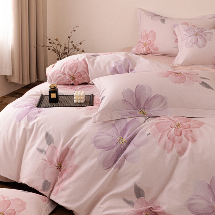 91家纺网 家纺一手货源 找家纺 棉生活家纺 2025秋冬新款长绒棉纯棉数码印花陶瓷磨毛四件套 茶言妙语