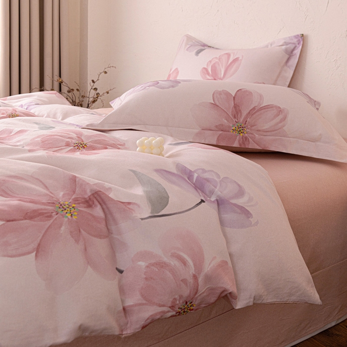 91家纺网 家纺一手货源 找家纺 棉生活家纺 2025秋冬新款长绒棉纯棉数码印花陶瓷磨毛四件套 茶言妙语