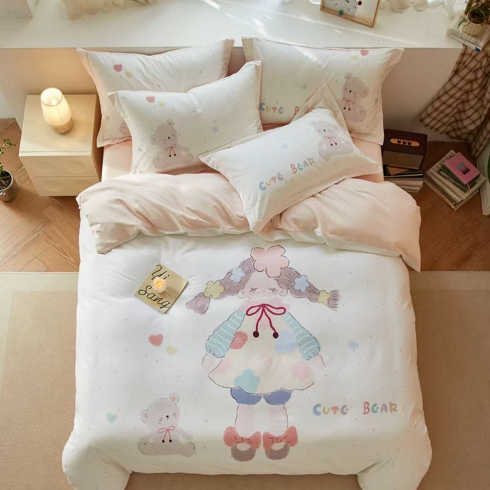 棉生活家纺 2025秋冬新款长绒棉纯棉数码印花陶瓷磨毛四件套 可爱多