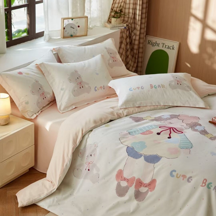 91家纺网 家纺一手货源 找家纺 棉生活家纺 2025秋冬新款长绒棉纯棉数码印花陶瓷磨毛四件套 可爱多