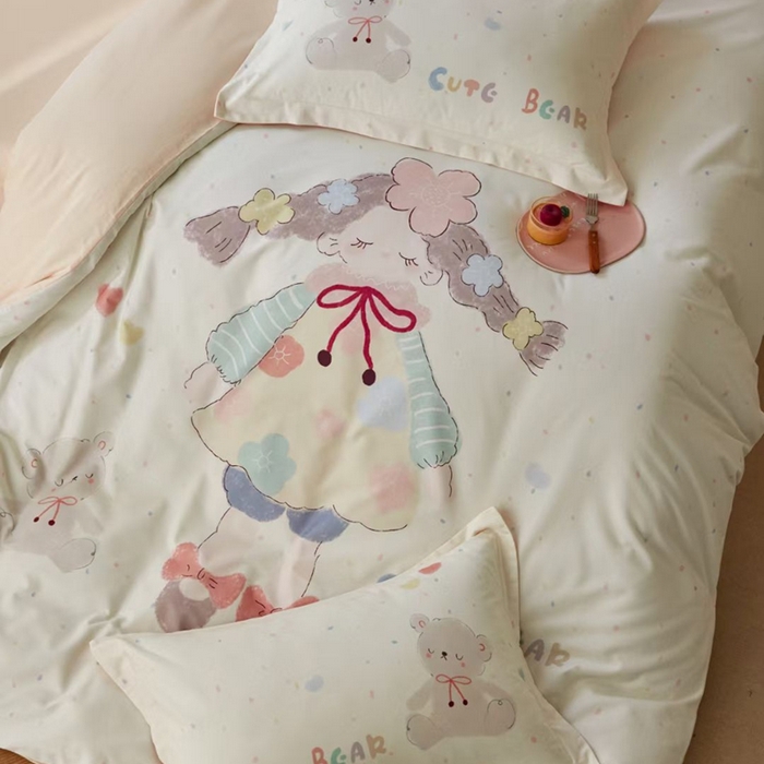 91家纺网 家纺一手货源 找家纺 棉生活家纺 2025秋冬新款长绒棉纯棉数码印花陶瓷磨毛四件套 可爱多