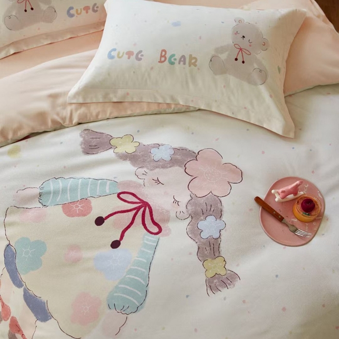 91家纺网 家纺一手货源 找家纺 棉生活家纺 2025秋冬新款长绒棉纯棉数码印花陶瓷磨毛四件套 可爱多