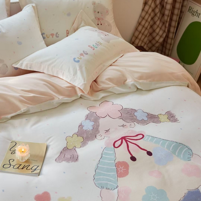 91家纺网 家纺一手货源 找家纺 棉生活家纺 2025秋冬新款长绒棉纯棉数码印花陶瓷磨毛四件套 可爱多