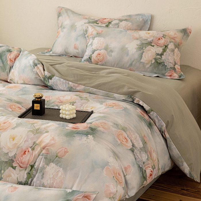 91家纺网 家纺一手货源 找家纺 棉生活家纺 2025秋冬新款长绒棉纯棉数码印花陶瓷磨毛四件套 葵樱