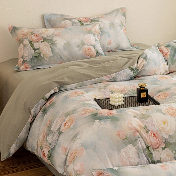 91家纺网 家纺一手货源 找家纺 棉生活家纺 2025秋冬新款长绒棉纯棉数码印花陶瓷磨毛四件套 葵樱