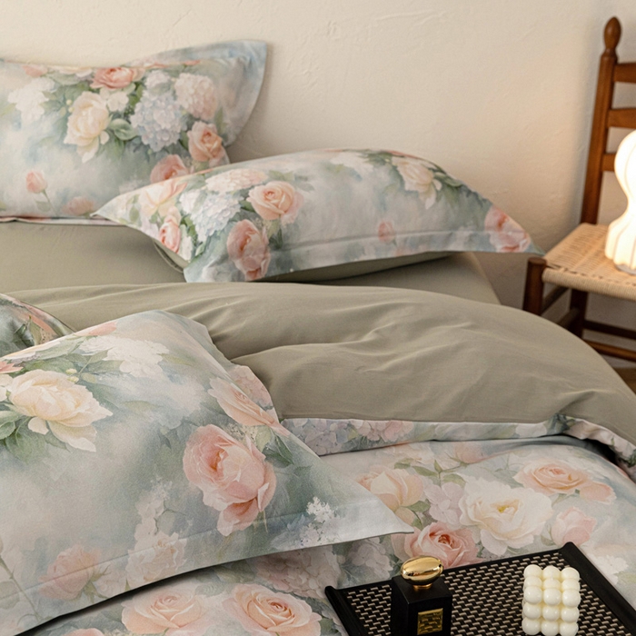 91家纺网 家纺一手货源 找家纺 棉生活家纺 2025秋冬新款长绒棉纯棉数码印花陶瓷磨毛四件套 葵樱