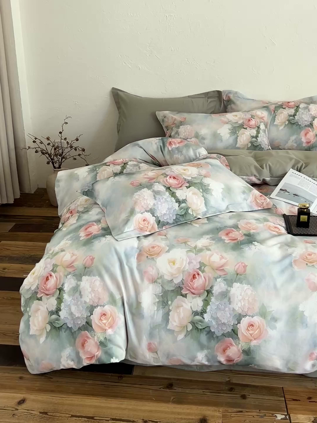 91家纺网 家纺一手货源 找家纺 棉生活家纺 2025秋冬新款长绒棉纯棉数码印花陶瓷磨毛四件套 葵樱