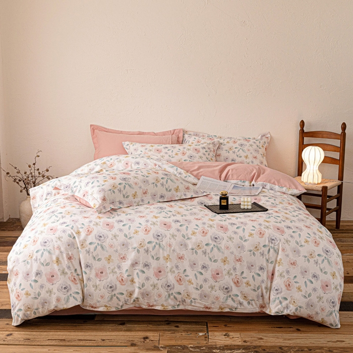 91家纺网 家纺一手货源 找家纺 棉生活家纺 2025秋冬新款长绒棉纯棉数码印花陶瓷磨毛四件套 丽娜