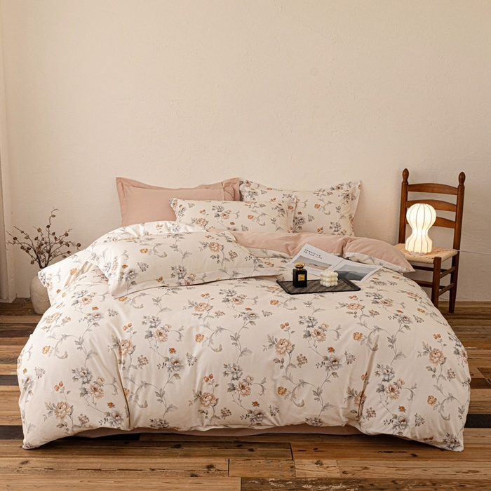 91家纺网 家纺一手货源 找家纺 棉生活家纺 2025秋冬新款长绒棉纯棉数码印花陶瓷磨毛四件套 美罗拉