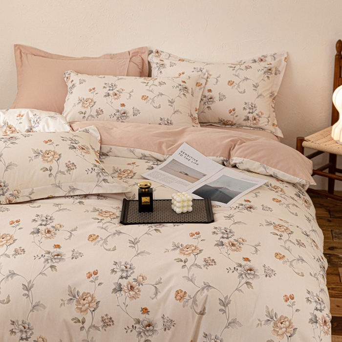 91家纺网 家纺一手货源 找家纺 棉生活家纺 2025秋冬新款长绒棉纯棉数码印花陶瓷磨毛四件套 美罗拉