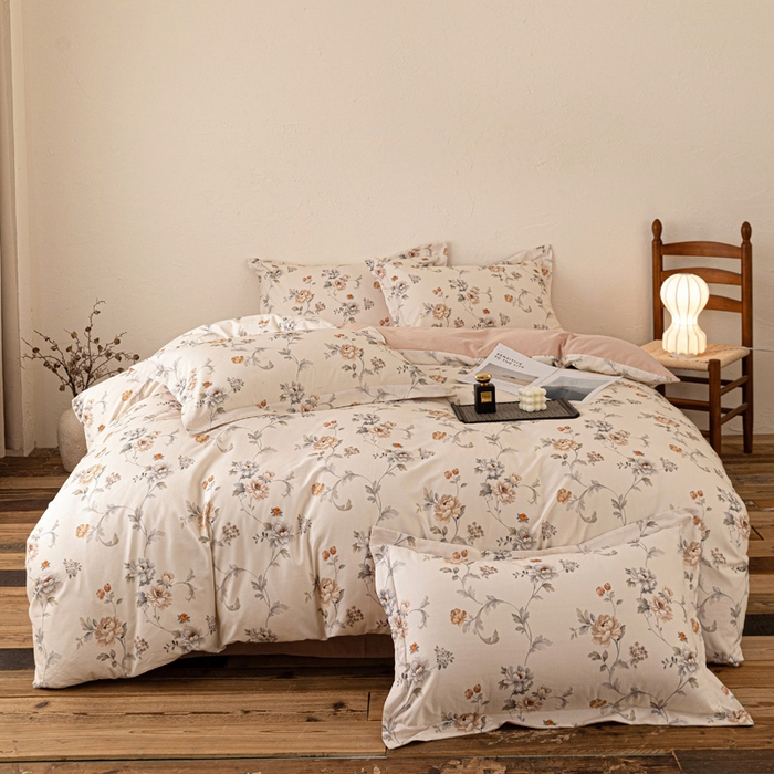 91家纺网 家纺一手货源 找家纺 棉生活家纺 2025秋冬新款长绒棉纯棉数码印花陶瓷磨毛四件套 美罗拉