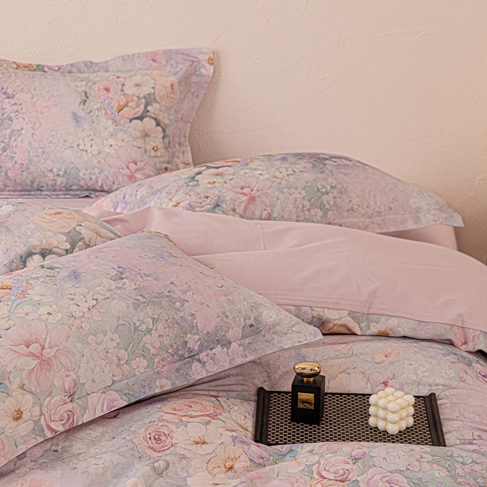 91家纺网 家纺一手货源 找家纺 棉生活家纺 2025秋冬新款长绒棉纯棉数码印花陶瓷磨毛四件套 兮涯 紫