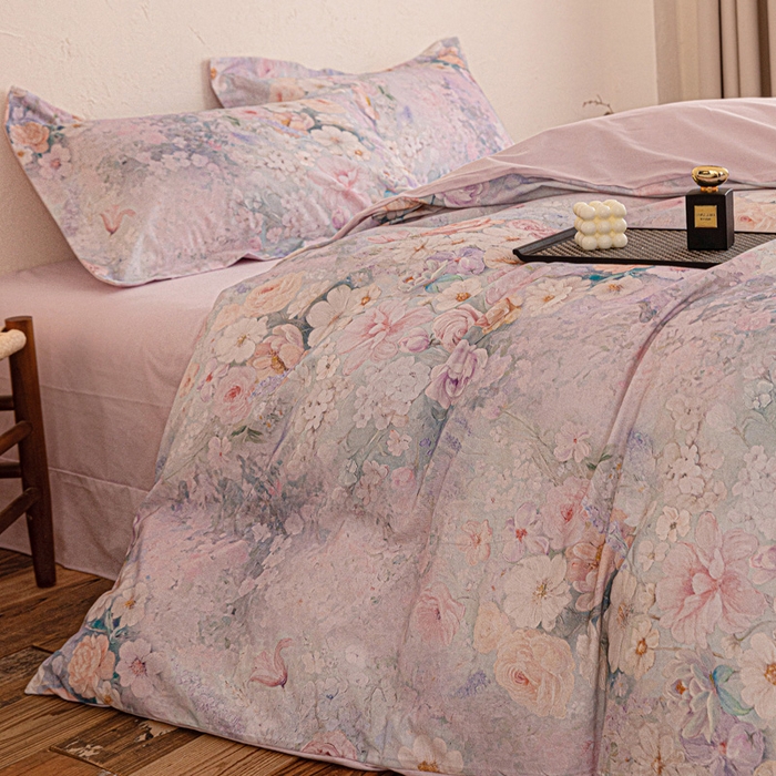 91家纺网 家纺一手货源 找家纺 棉生活家纺 2025秋冬新款长绒棉纯棉数码印花陶瓷磨毛四件套 兮涯 紫