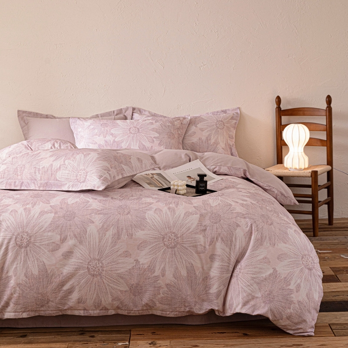 棉生活家纺 2025秋冬新款长绒棉纯棉数码印花陶瓷磨毛四件套 向阳花开