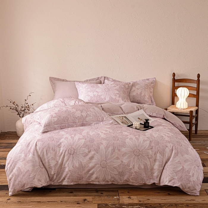 91家纺网 家纺一手货源 找家纺 棉生活家纺 2025秋冬新款长绒棉纯棉数码印花陶瓷磨毛四件套 向阳花开