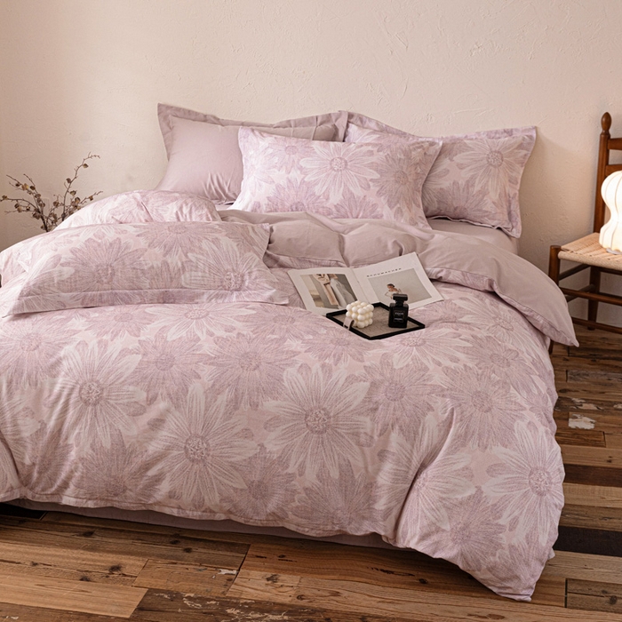 91家纺网 家纺一手货源 找家纺 棉生活家纺 2025秋冬新款长绒棉纯棉数码印花陶瓷磨毛四件套 向阳花开