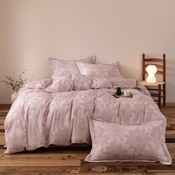 91家纺网 家纺一手货源 找家纺 棉生活家纺 2025秋冬新款长绒棉纯棉数码印花陶瓷磨毛四件套 向阳花开