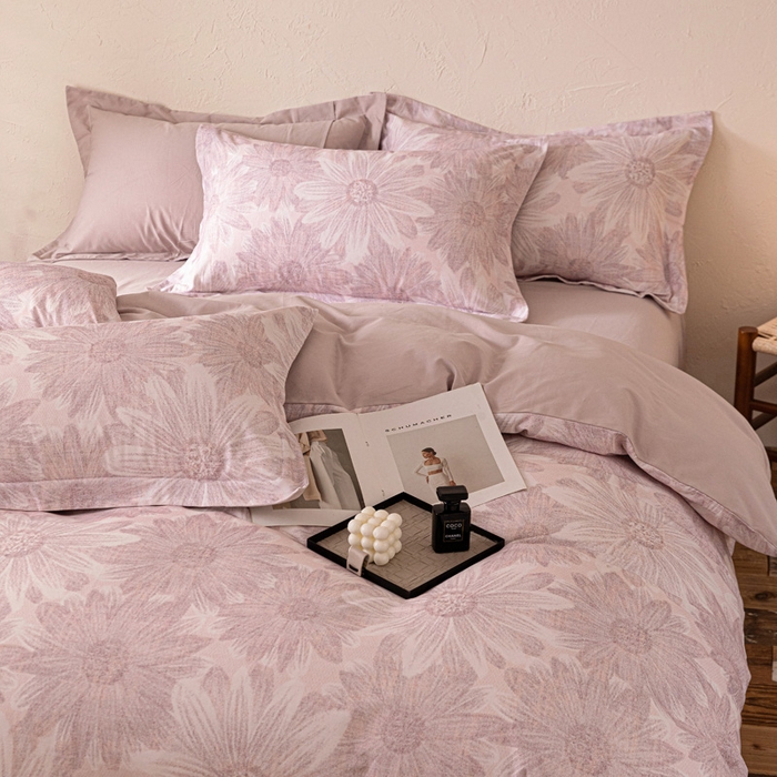 91家纺网 家纺一手货源 找家纺 棉生活家纺 2025秋冬新款长绒棉纯棉数码印花陶瓷磨毛四件套 向阳花开